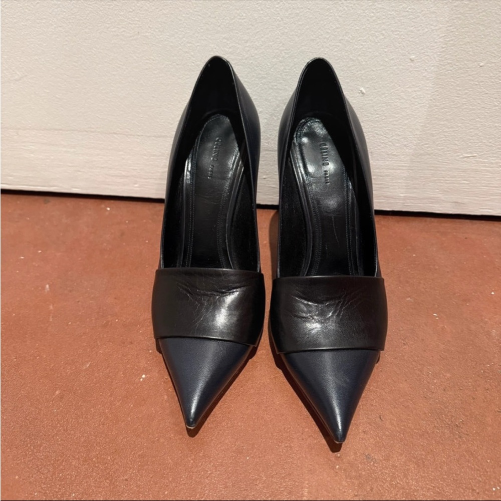 Celine Black Pointed Toe Leather Pumps